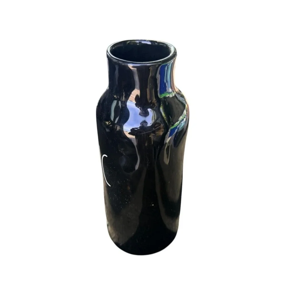 Rae Dunn TOXIC Black Ceramic Bottle Vase Halloween Decor